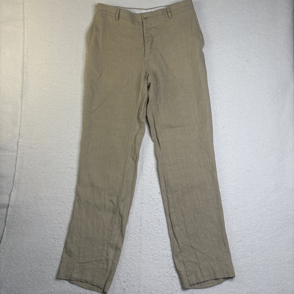 Polo Ralph Lauren Linen Pants Mens 32x32 Beige italy made Dress Trousers flax